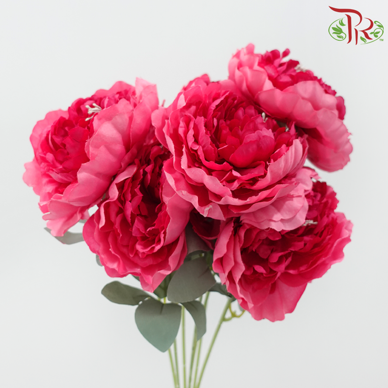 52cm - Artificial Peony Bush - Dark Pink (2 Stems)