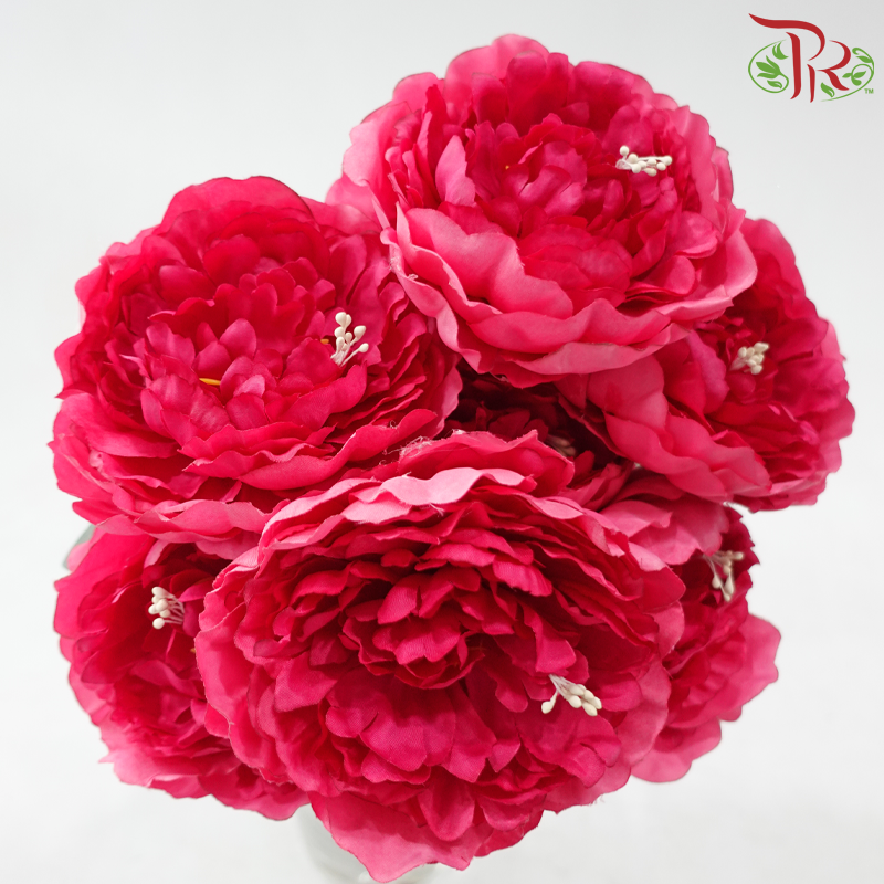 52cm - Artificial Peony Bush - Dark Pink (2 Stems)