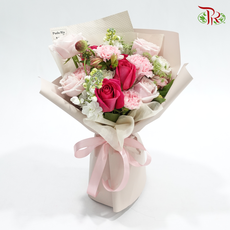 Signature Weekly Flower Bunch - Pink Symphony (Rose, Carnation, Scabiosa & Matthiola) (Big Bunch)