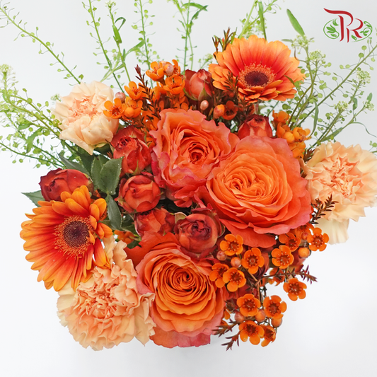 Signature Weekly Flower Bunch - Marmalade Magic (Gerbera, Rose Spray, Carnation & Wax Flower) (Medium Bunch)