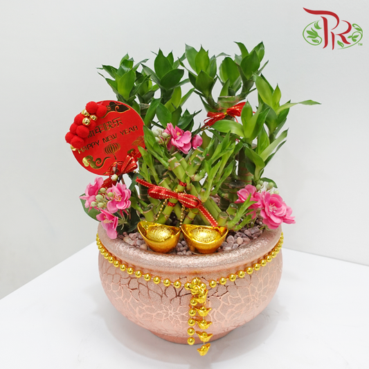 CNY 3 Golden Triangle Bamboo Arrangement《金蛇竹报》(Random Choose Design & CNY Ornaments)