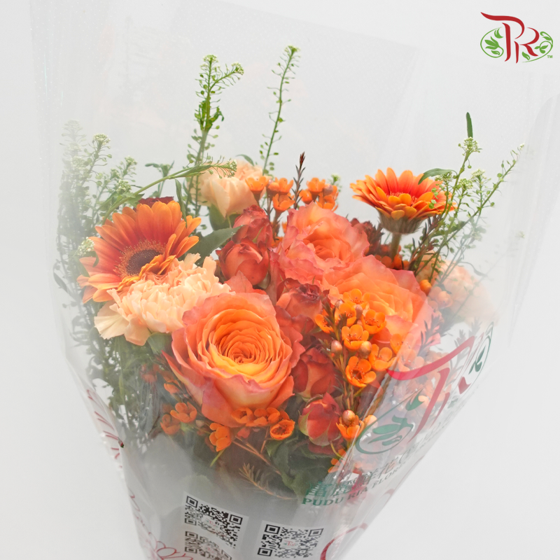 Signature Weekly Flower Bunch - Marmalade Magic (Gerbera, Rose Spray, Carnation & Wax Flower) (Medium Bunch)