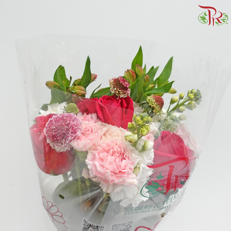 Signature Weekly Flower Bunch - Pink Symphony (Rose, Carnation, Scabiosa & Matthiola) (Big Bunch)