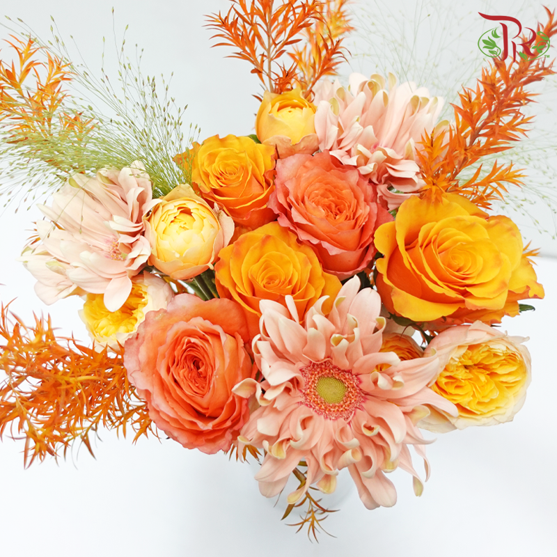 Signature Weekly Flower Bunch - Twilight Bliss (Gerbera, Rose, Rose Spray & Melaleuca Gold Leaf) (Medium Bunch)