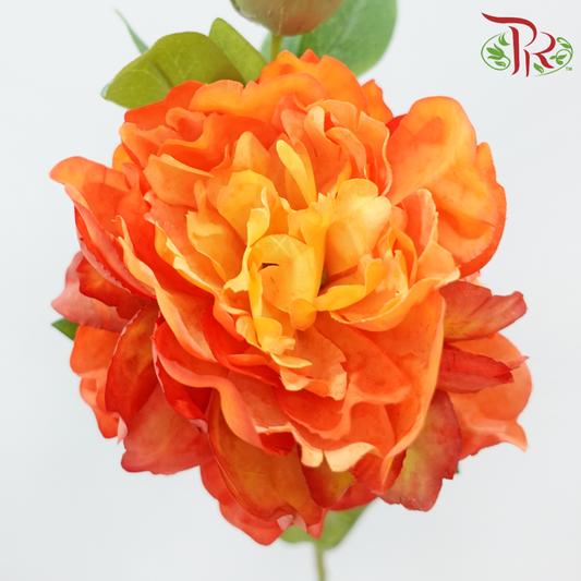 63cm - Artificial Peony Spray - Orange (5 Stems)