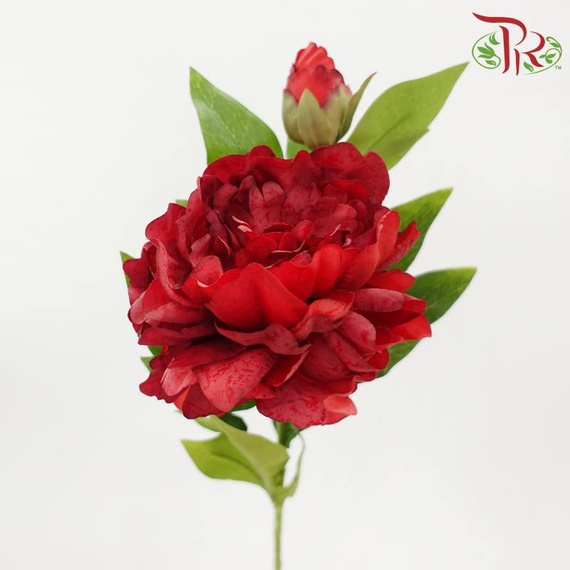 68cm - Artificial Peony Spray - Red (5 Stems)