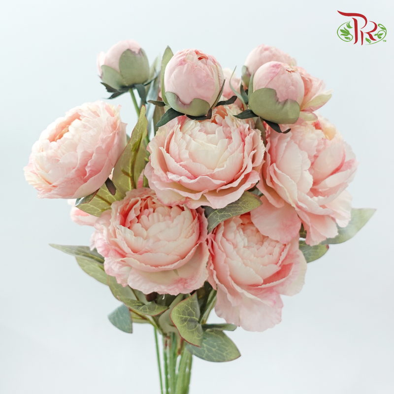 68cm - Artificial Peony Spray - Pink (5 Stems)