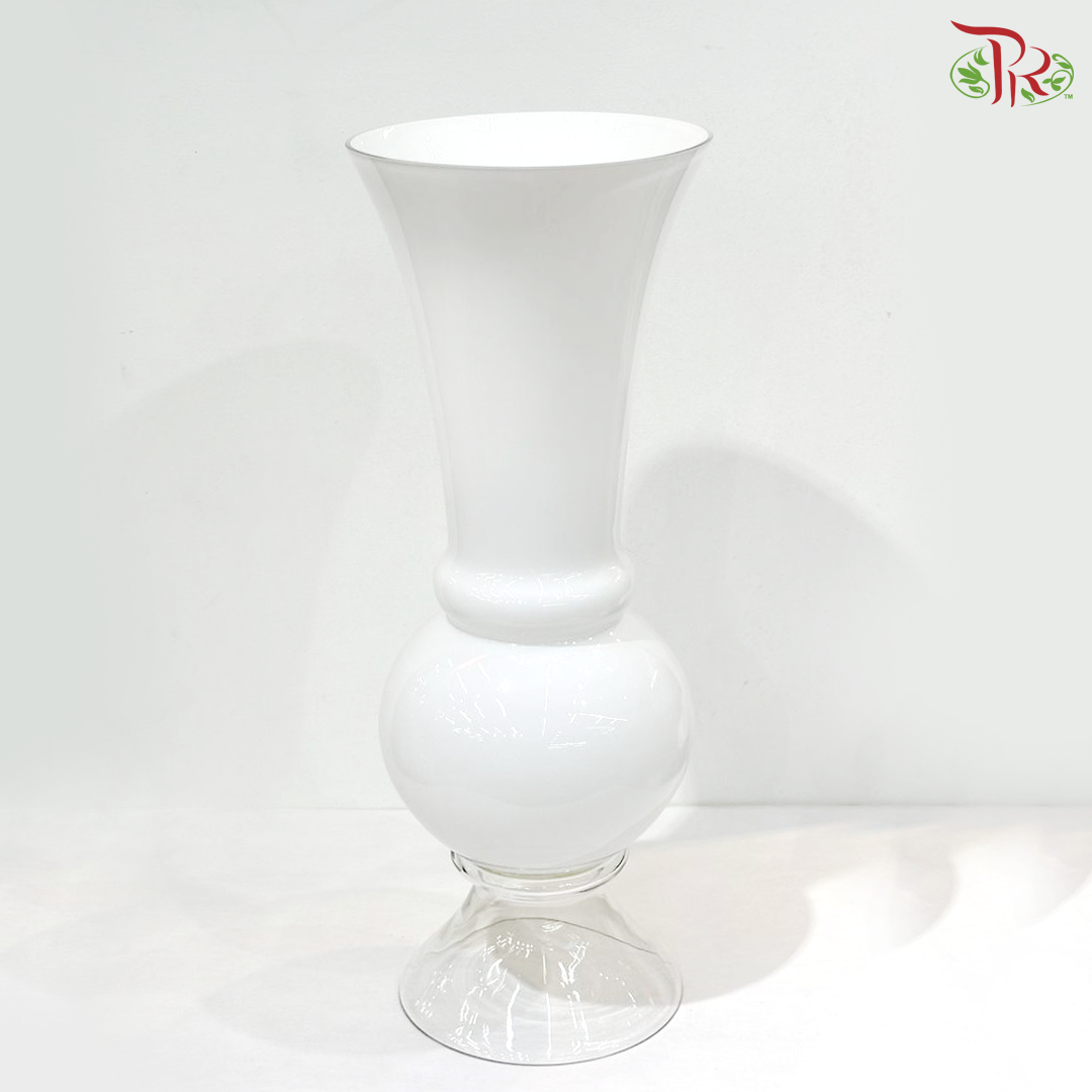 Modern White Vase With Clear Colour Base (251660ADY)
