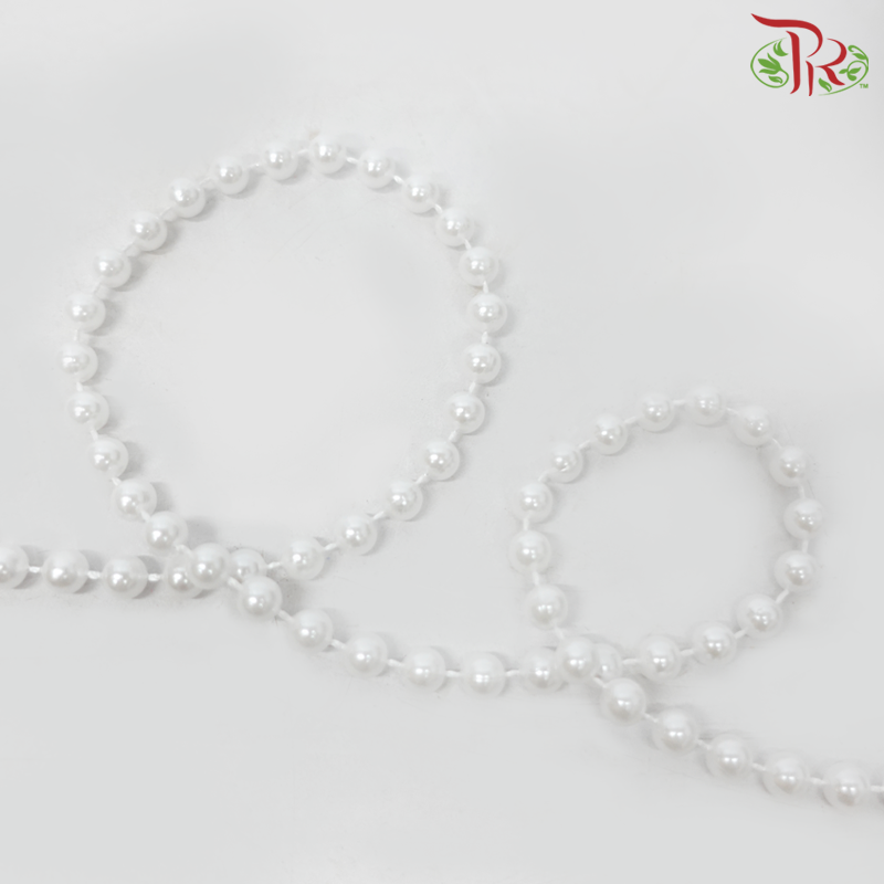 6MM Pearl White Bead Ribbon (25 Meter)-Pudu Ria Florist-prflorist.com.my