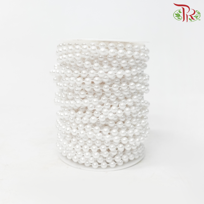 6MM Pearl White Bead Ribbon (25 Meter)-Pudu Ria Florist-prflorist.com.my
