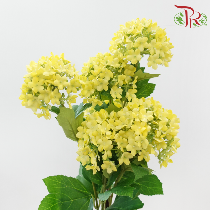 71cm - Artificial Snow Ball Spray - Yellow (2 Stems)