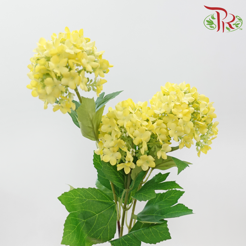 71cm - Artificial Snow Ball Spray - Yellow (2 Stems)