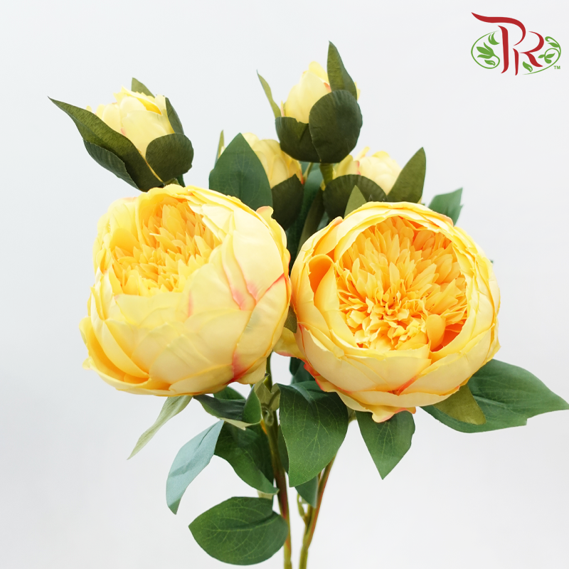 80cm - Artificial Peony Sarah - Yellow (2 Stems)