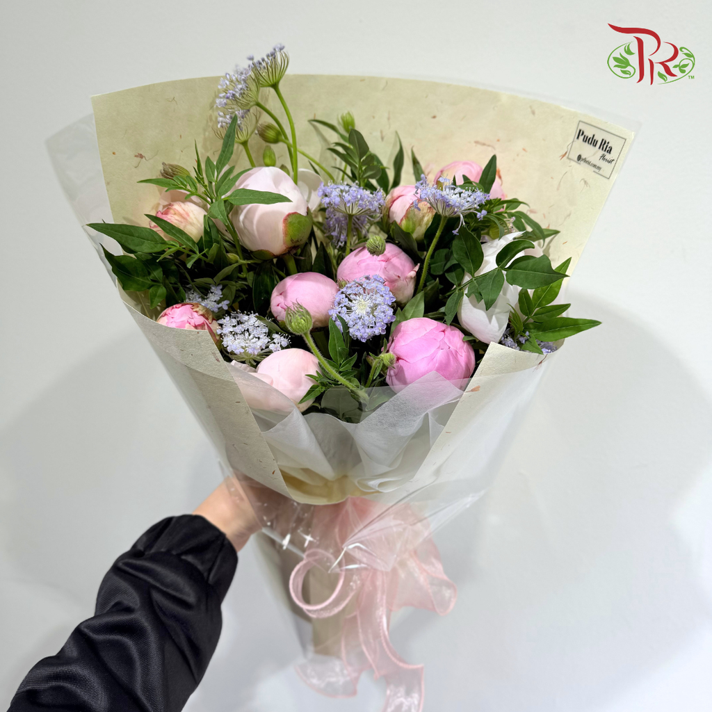 Blooming Garden Peonies Hand Bouquet