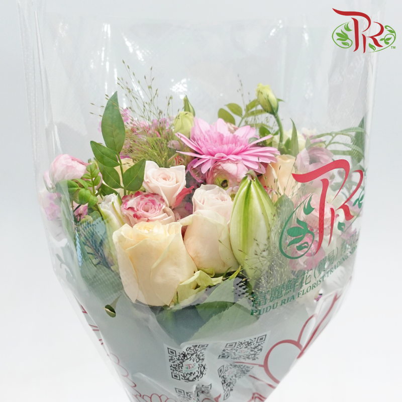 Signature Weekly Flower Bunch - Soft Serenade (Gerbera, Lily, Rose Spray & Ranunculus) (Big Size)