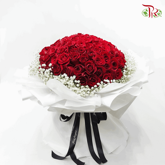 99 Fresh Roses With Baby's Breath (XL Hand Bouquet)-Pudu Ria Florist-prflorist.com.my