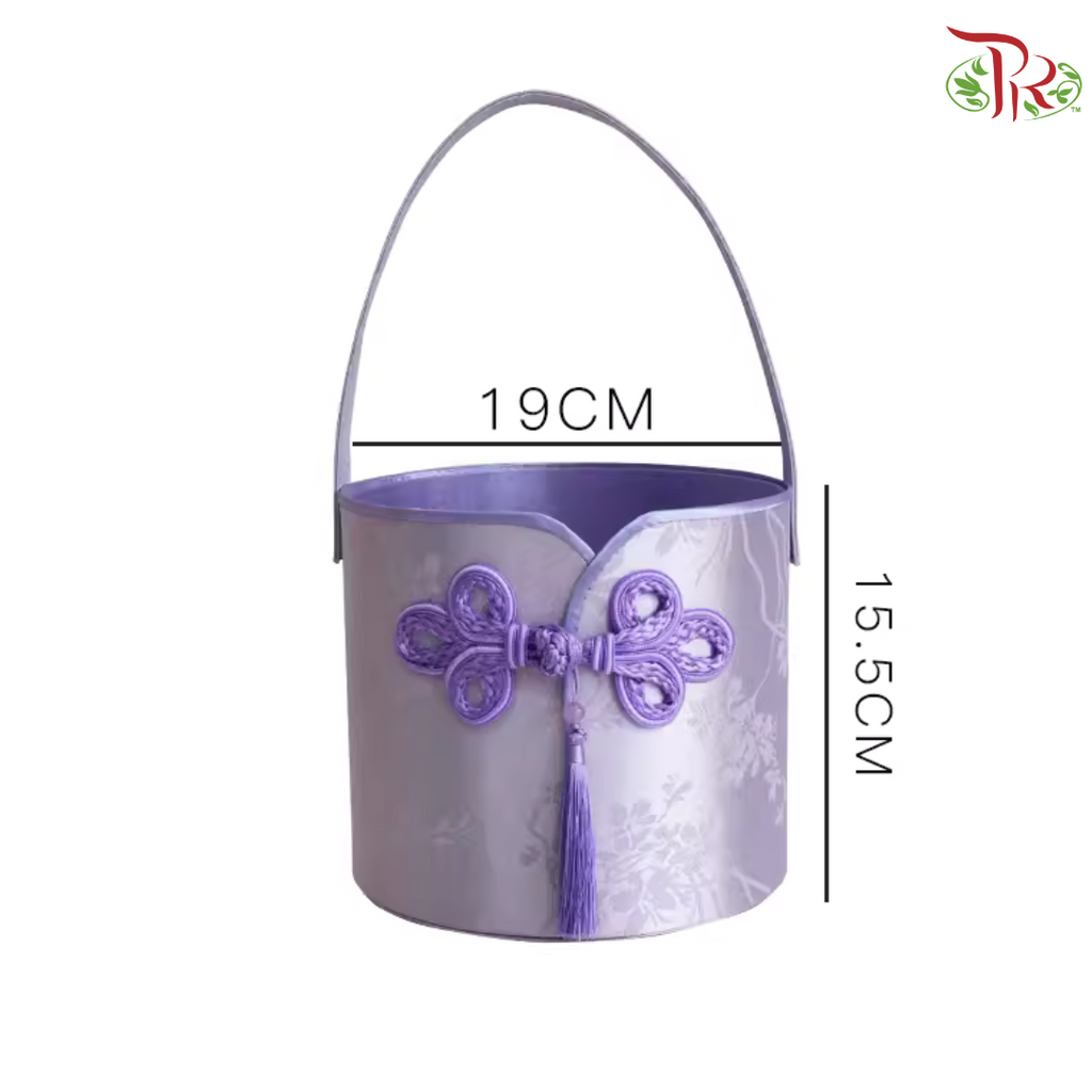 CNY - Single Button Round Hand Held Floral Box ( With Options )