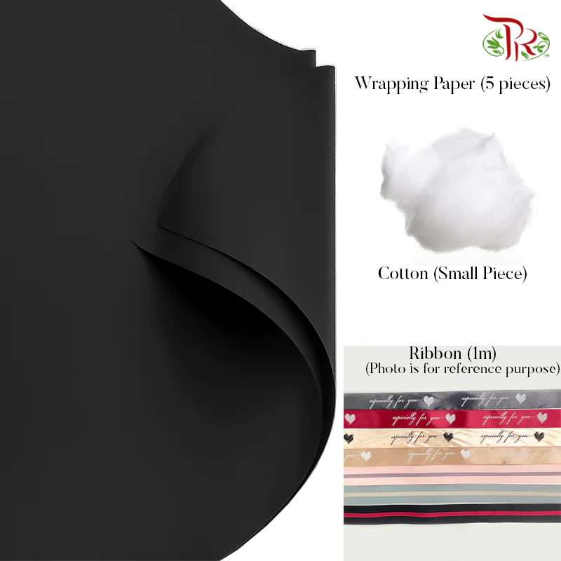 包花懒人包 DIY Self Wrapping Kit (Suitable for small and medium size bouquet)-Black-Pudu Ria Florist-prflorist.com.my