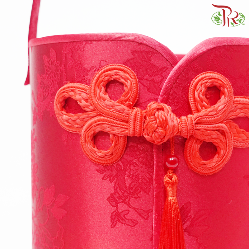 CNY - Single Button Round Hand Held Floral Box ( With Options )