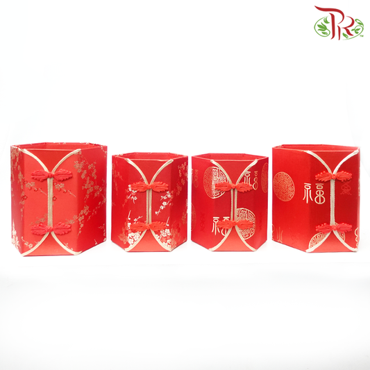 FB7-FB10 - 新年双扣六角花盒 - 红色（带选项）(WFL181CD)