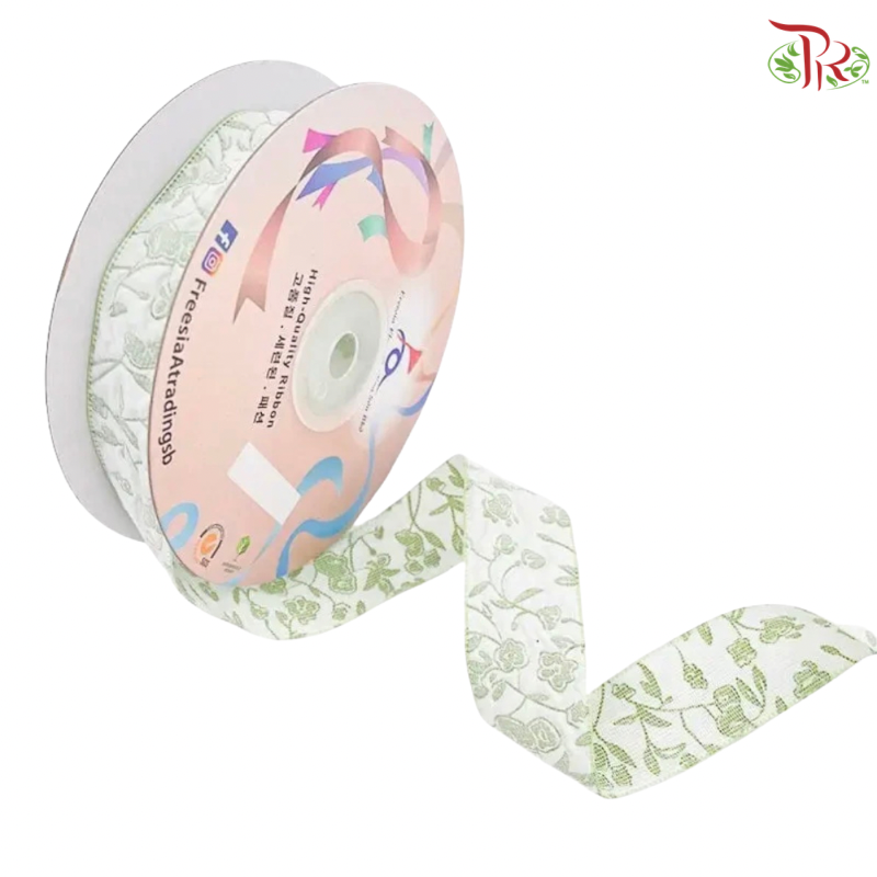 FRB128 Floral Collection Fabric Ribbon (25MM x 10Yards)