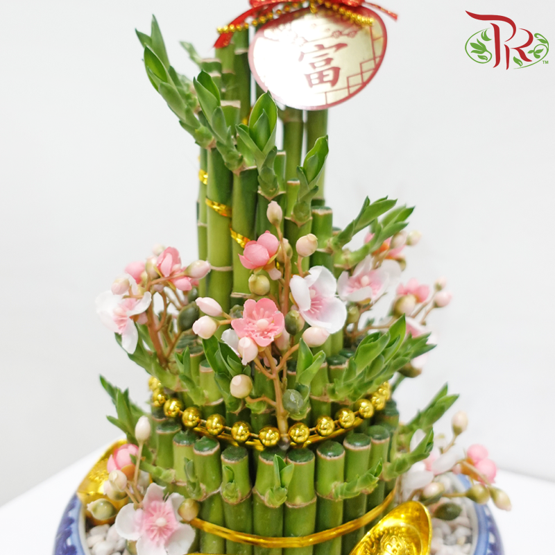 Golden Rise Bamboo Arrangement《蒸蒸日上》(Random Choose Design & CNY Ornaments)