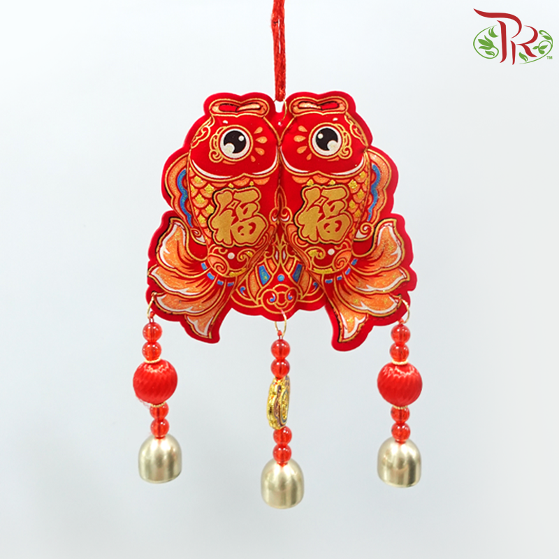 CNY Lucky Ornaments With Bells - Pisces Brings Blessings《双鱼送福》(Per Unit) (Random Choose Design)