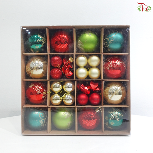 Christmas Ball Ornament - Green, Red & Gold (44 Units)