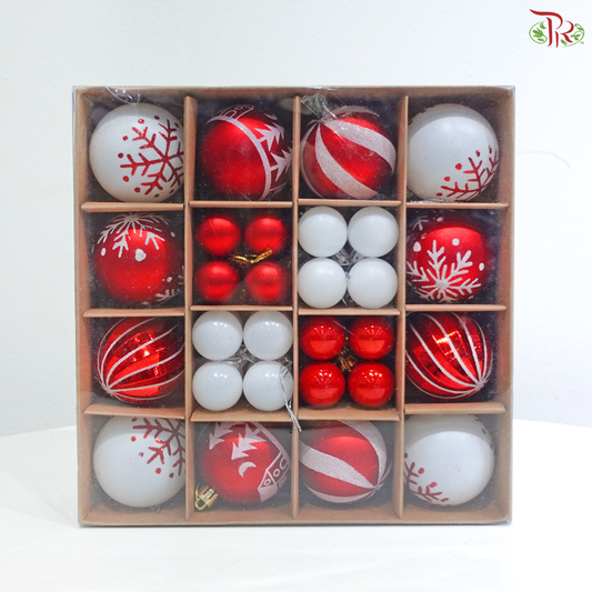 Christmas Ball Ornament - Red & White (44 Units)