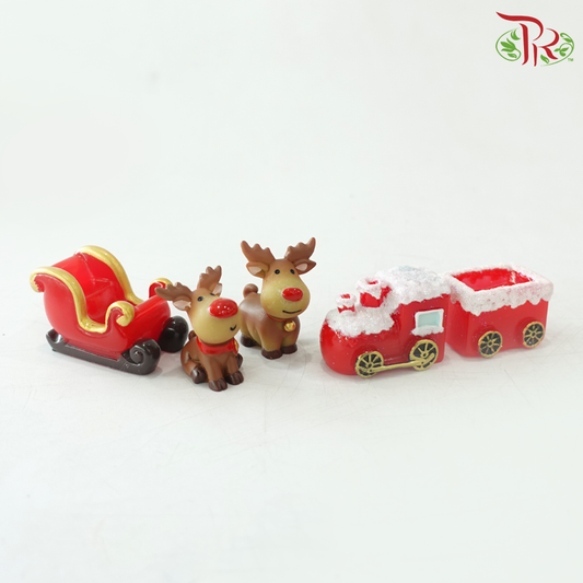 Christmas Figurines (Asst) - 2 Deers + 3 Train Car