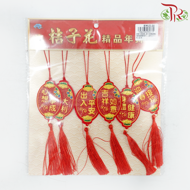 CNY Chun Jie Hanging Ornaments - Tang Lung With Blessing Words《灯笼款祝福语》(6 Pcs Per Pack) (Random Choose Design)