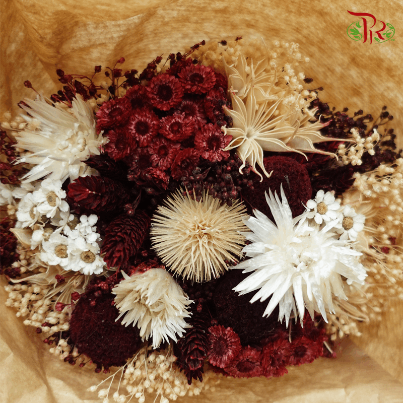 Dried Bouquet Mix - ( Dark Red/ White)