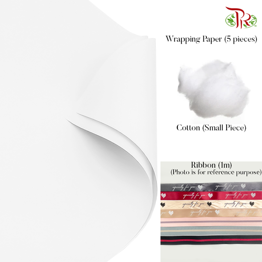 包花懒人包 DIY Wrapping Kit (Suitable for small and medium size bouquet) #22- Epic White - Pudu Ria Florist