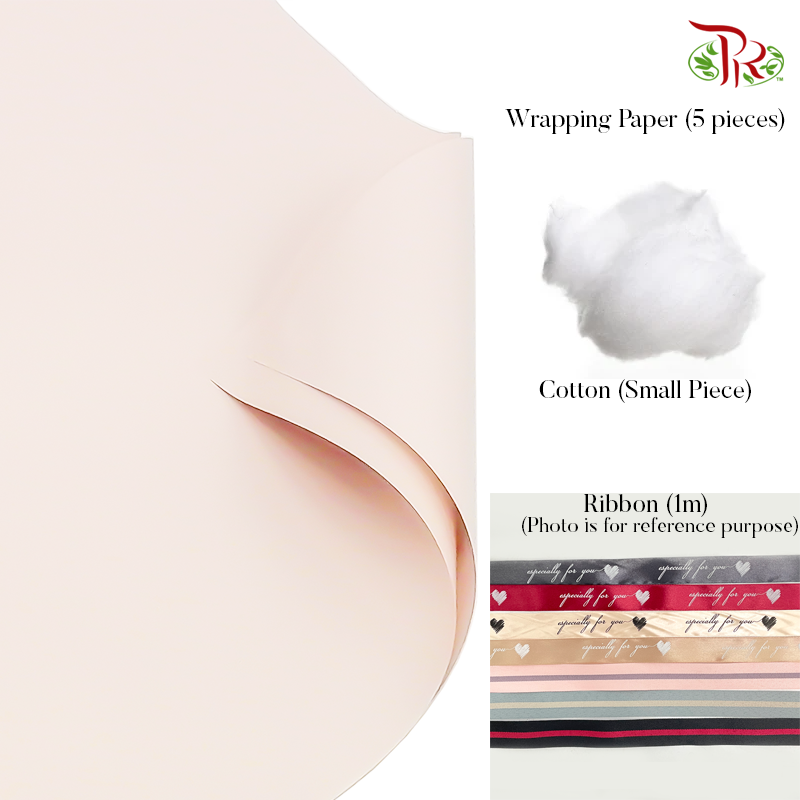 包花懒人包 DIY Wrapping Kit (Suitable for small and medium size bouquet) Light Almond Pink - Pudu Ria Florist