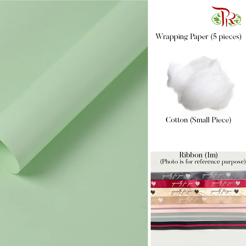 包花懒人包 DIY Wrapping Kit (Suitable for small and medium size bouquet) #Pistachio Green - Pudu Ria Florist