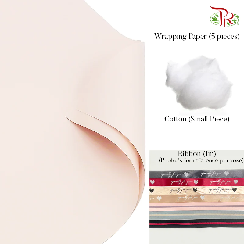 包花懒人包 DIY Self Wrapping Kit (Suitable for small and medium size bouquet)-Light Almond Pink-Pudu Ria Florist-prflorist.com.my