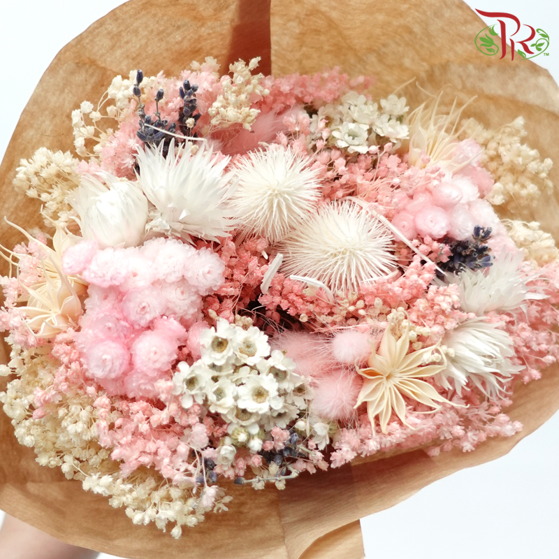 Dried Bouquet Mix - Fantasy Pink With Cream & Grey