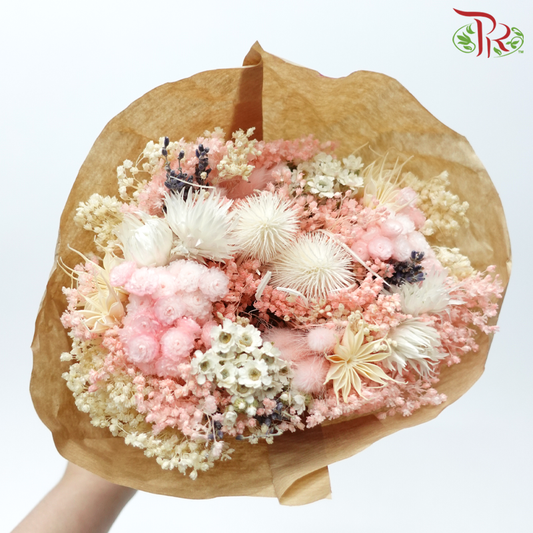 Dried Bouquet Mix - Fantasy Pink With Cream & Grey