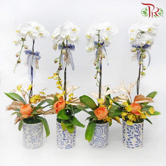 【Gift Series】Pure Orchid Splendor - Premium Phalaenopsis Orchid Arrangement (Random Choose Orchid Colour, Deco & Design) (With Options of Pot)-Pudu Ria Florist-prflorist.com.my