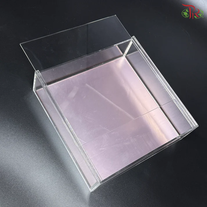 FBA156#1 - Clear Acrylic Sliding Box + Rose Gold Acrylic Sheet
