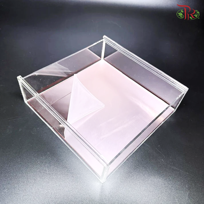 FBA156#1 - Clear Acrylic Sliding Box + Rose Gold Acrylic Sheet
