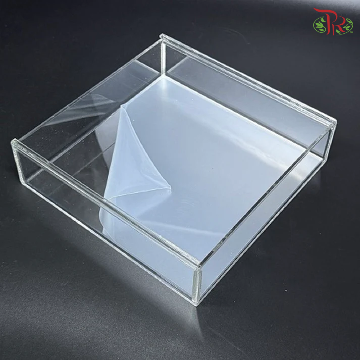FBA156#2 Clear Acrylic Sliding Box + Silver Acrylic Sheet