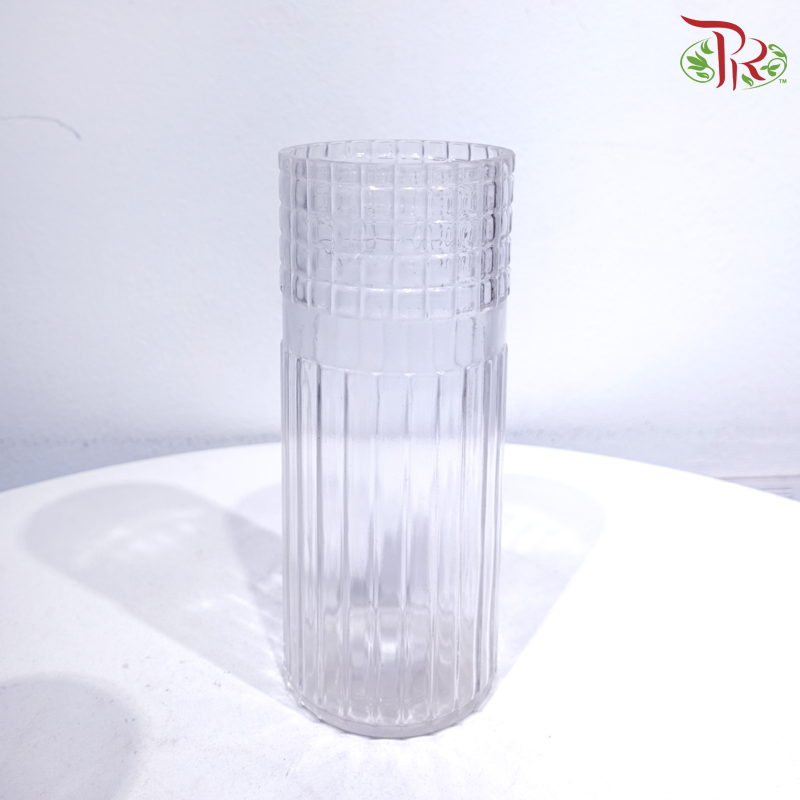 FH1025COL/24 - Crystal Color Vase - Grid Design (With Color Option)