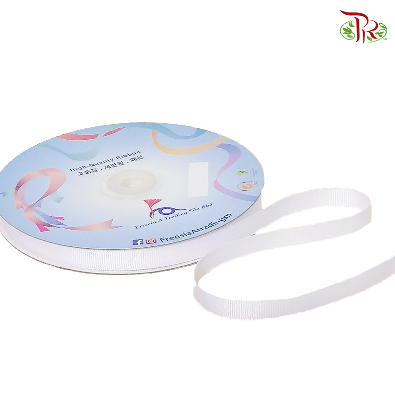 FRB071 Grosgrain Ribbon (10MM X 50Y) White #12 - Pudu Ria Florist