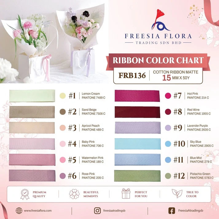 FRB136 Cotton Matte Ribbon (15MM*50Y)