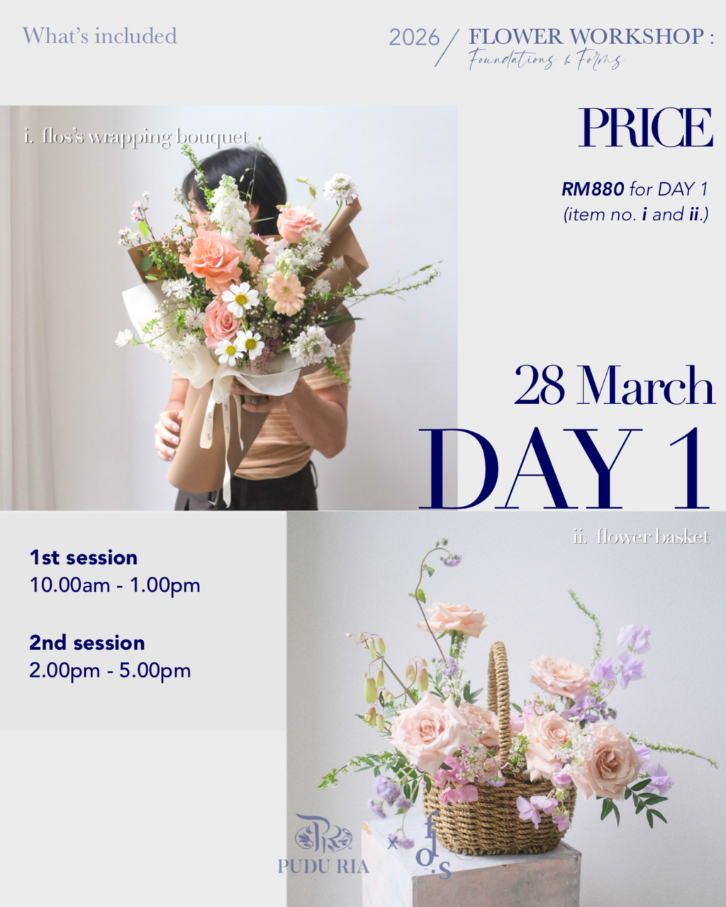 【Flos. Cotidie】Flower Workshop:Foundations & Forms (Pudu Ria HQ- KL)