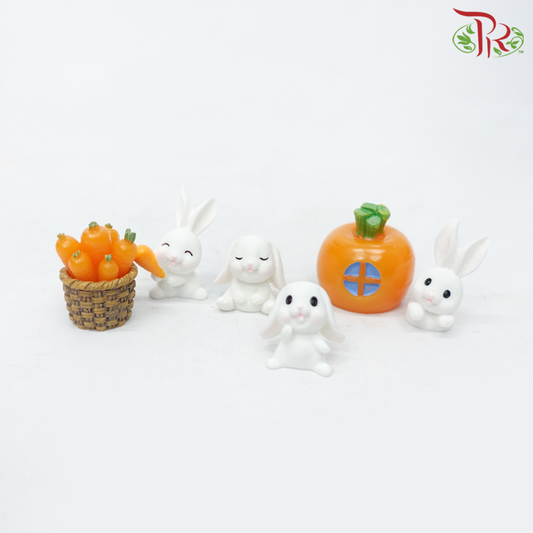 Gardening Miniature - Rabbits With Carrots #02《兔子与萝卜》(6 Units)