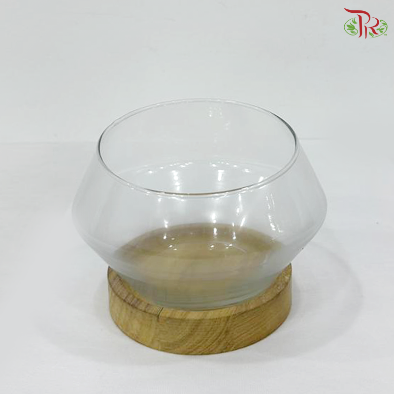 HS1812/36 Slanted-Mouth Vase With Wooden Stand