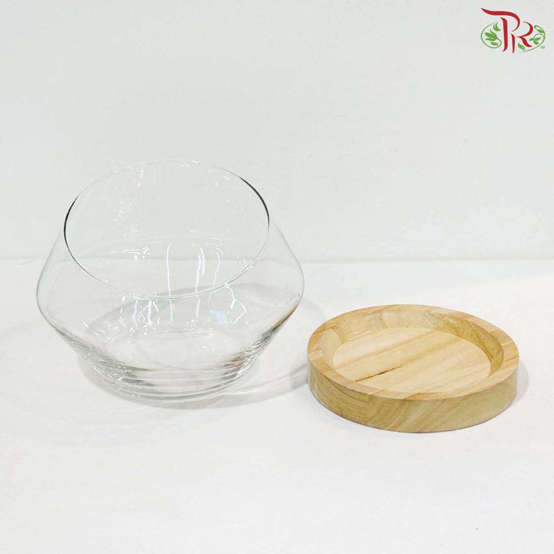HS2014/24 - Slanted Mouth Vase With Wooden Stand (YSHS2014)