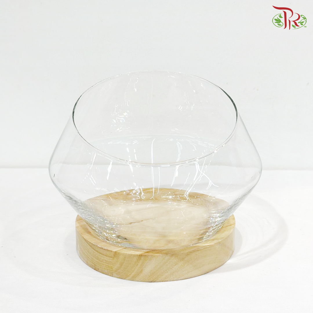 HS2014/24 - Slanted Mouth Vase With Wooden Stand (YSHS2014)